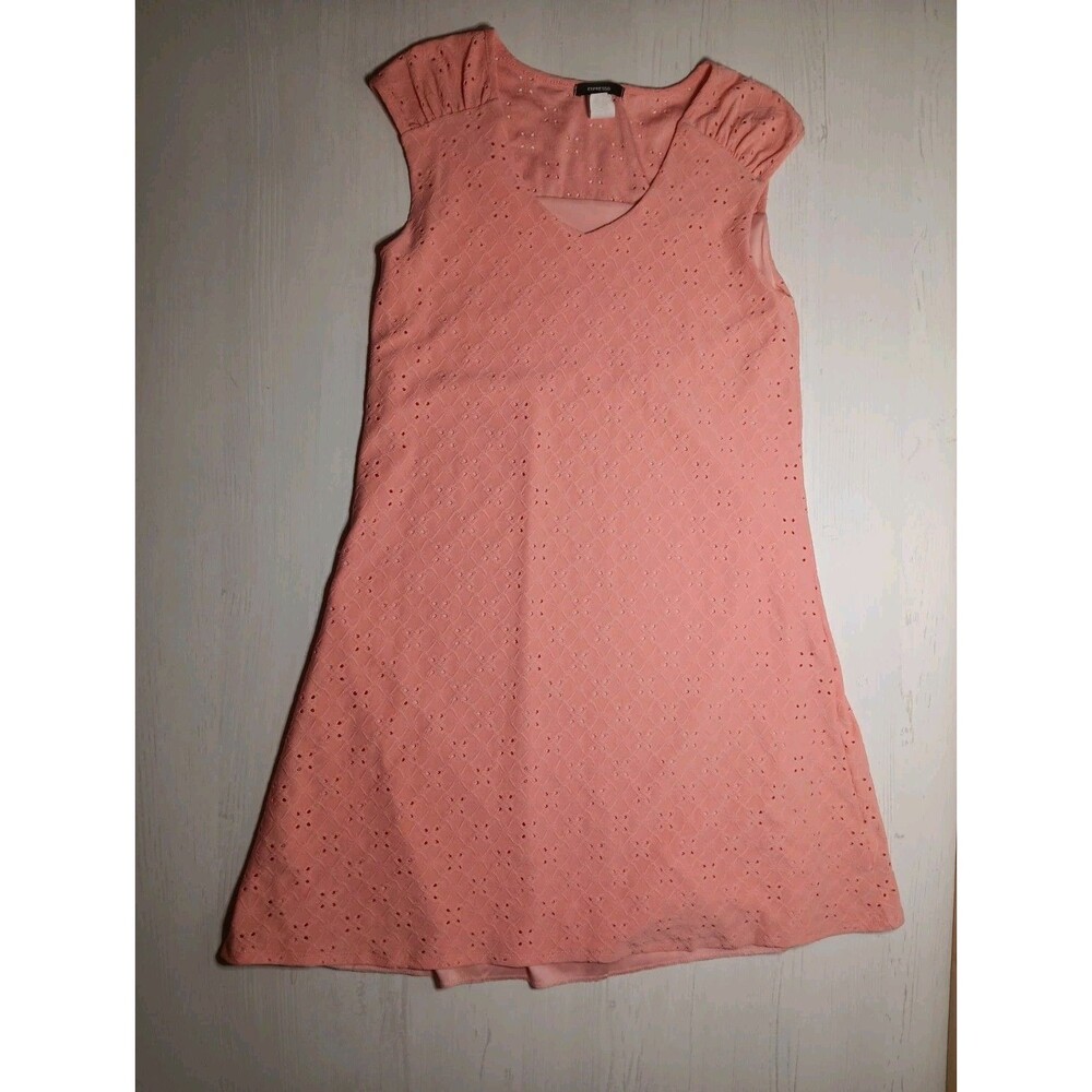 Espresso Women Pink Casual Eyelet Dress Size Medium